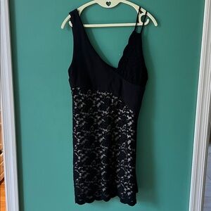 Free People Lower East Side Lace Mini Black Dress